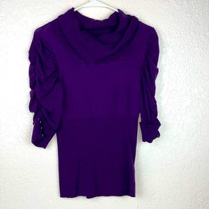 Derek Heart ❤️ eggplant purple cowl neck puffed sleeves top